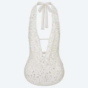 Plunge Neck Sequined Beaded Top – MAUVSTUDIO®