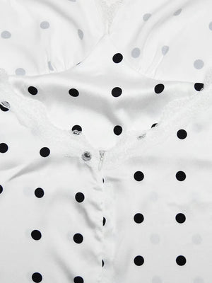Polka Dot Lace Trim Mini Dress view 3 | MAUVSTUDIO®