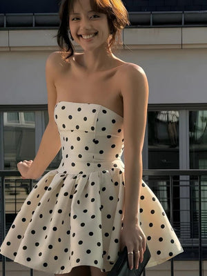 Polka Dot Preppy Mini Dress view 4 | MAUVSTUDIO®