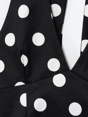 Polka Dot Top with tie detail, Y2K halter top styled with low rise bottoms