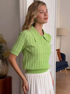 Preppy Polo Knit Top – MAUVSTUDIO®