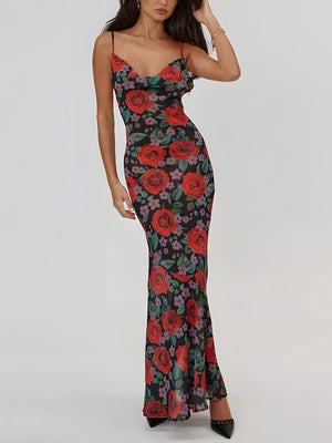 Red Rose Maxi Dress view 3 | MAUVSTUDIO®