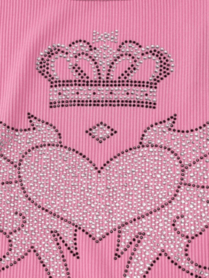Rhinestone Winged Heart Ribbed Cropped Tank Top
