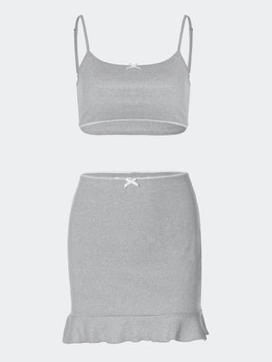 , Y2K skirt styled with a crop top