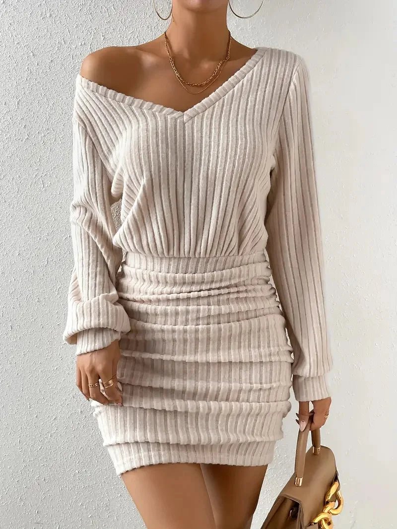 Ribbed Knit Mini Dress view 10 | MAUVSTUDIO®