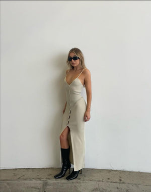 Robe longue maille côtelée 'Charlotte'