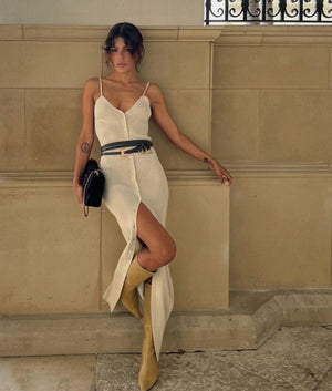 Robe longue maille côtelée 'Charlotte'