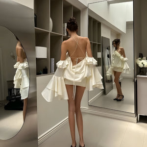 Rose Ruffled Mini Dress view 5 | MAUVSTUDIO®
