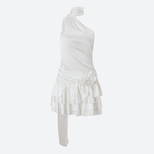 Rose Satin Backless Mini Dress view 4 | MAUVSTUDIO®