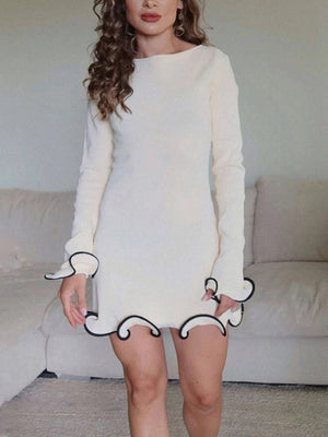 Ruffled Hem Mini Dress view 3 | MAUVSTUDIO®
