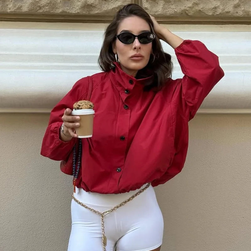 Veste oversize col montant