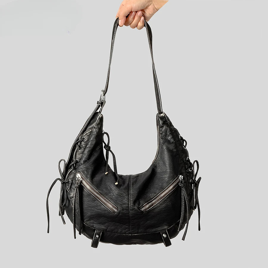 Y2K Punk Strappy PU Leather Underarm Bag
