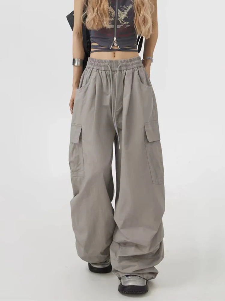 Y2K High Waist Wide Leg Cargo Pants