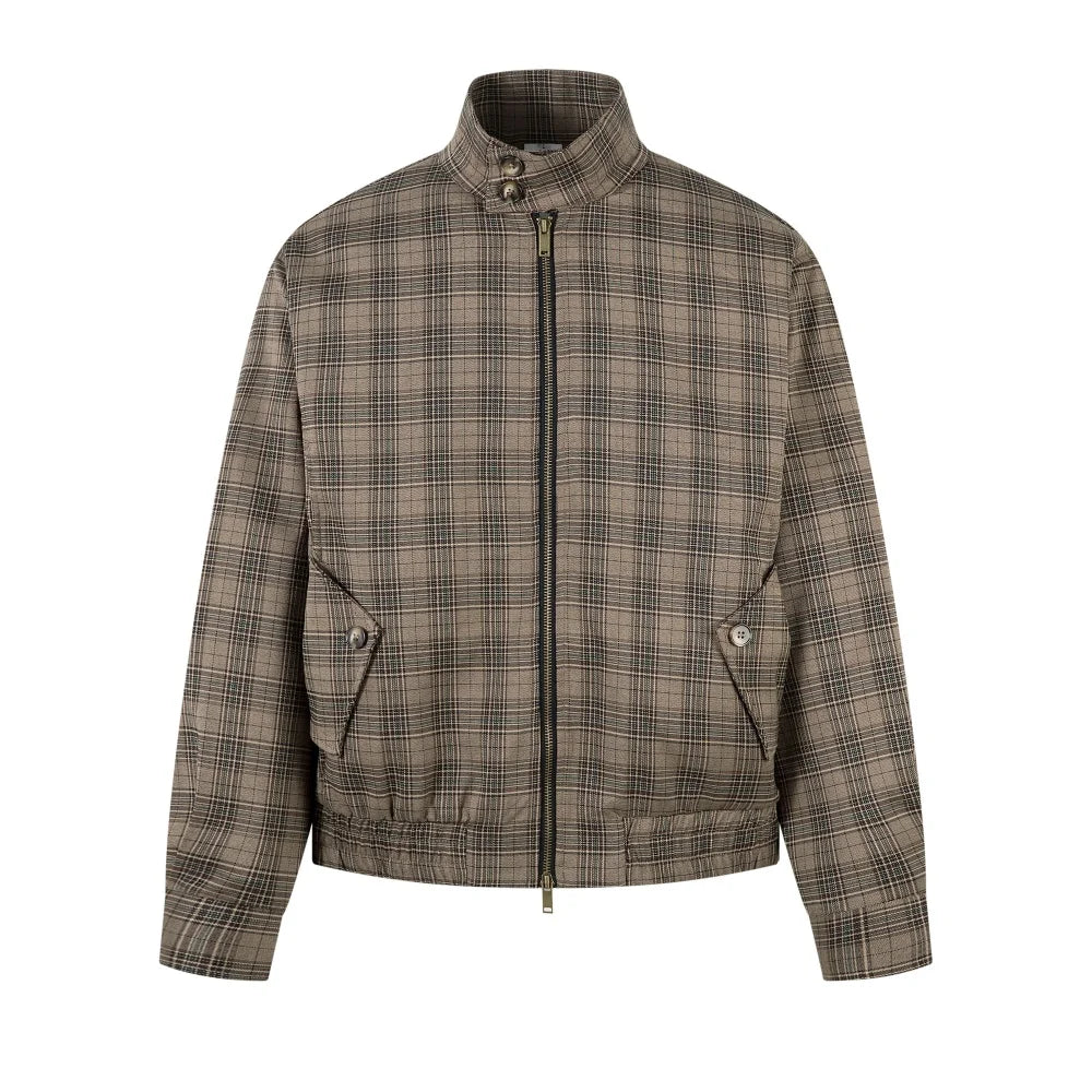 Y2K Plaid Stand Collar Jacket