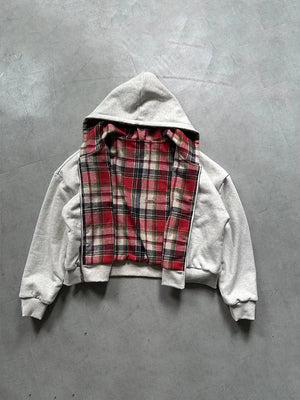 Y2K Plaid Double-Sided Zip-Up Hoodie styled look | MAUVSTUDIO®