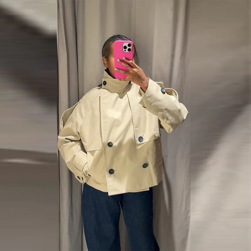 Veste courte oversize à double boutonnage