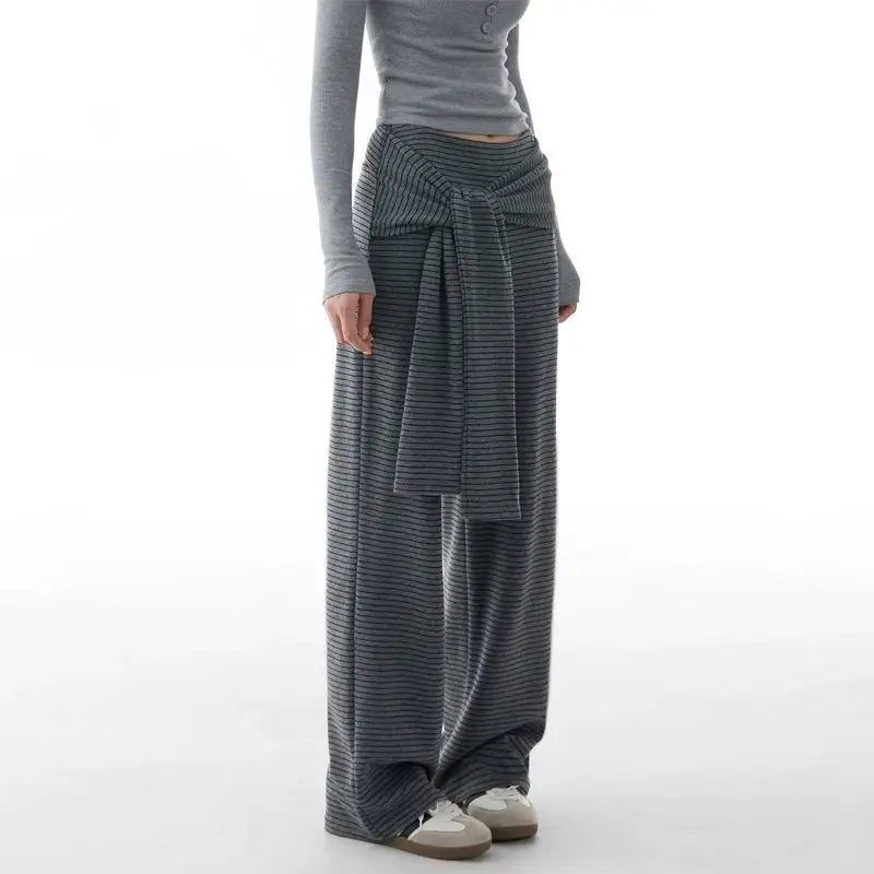 Y2K Stripe Bandage Fake Two-Piece Sweatpants