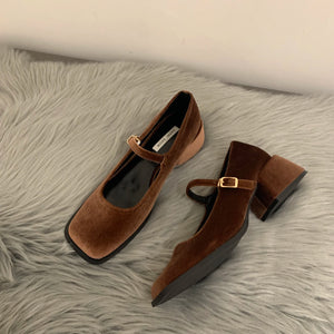 Velvet Mary Janes