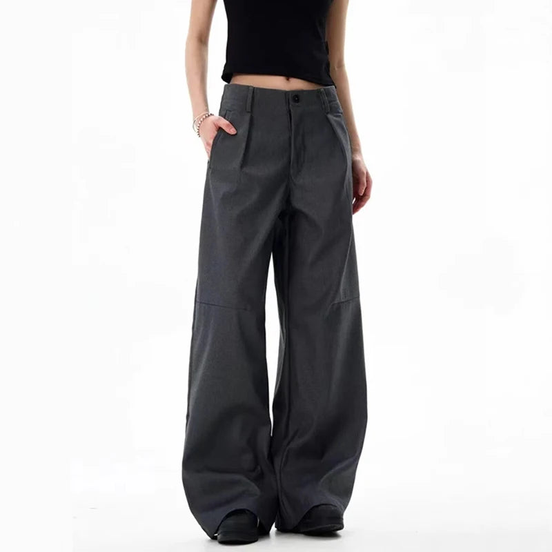 Pleated Wide Leg Suit Trousers