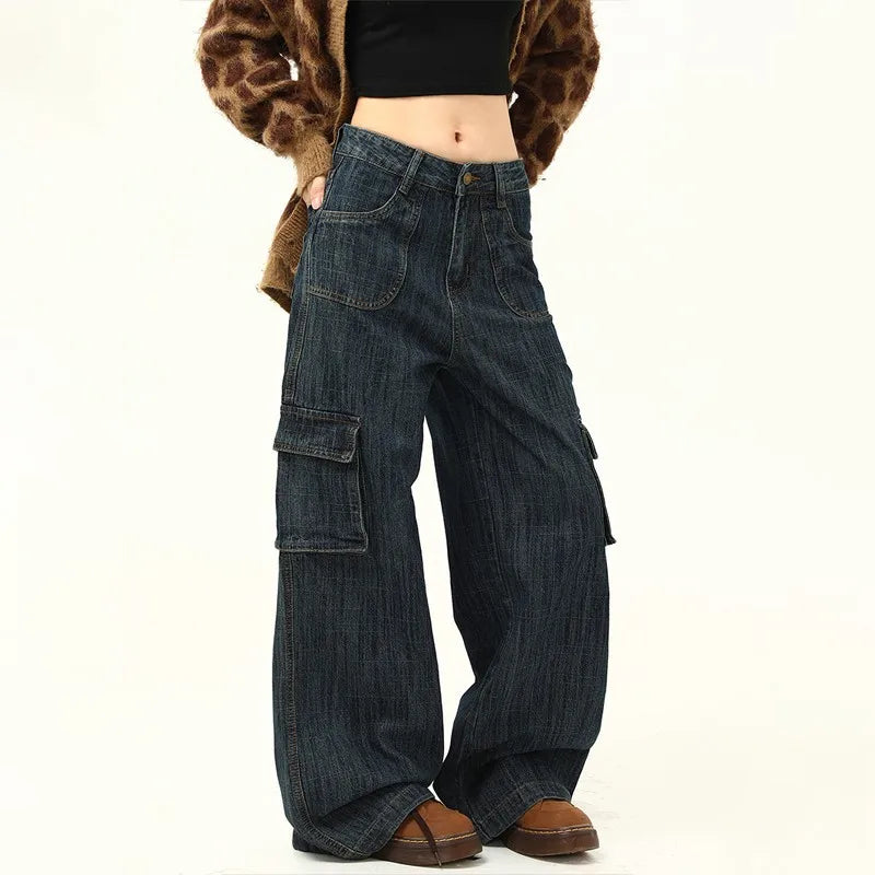 Y2K Baggy Cargo Denim Straight Jeans