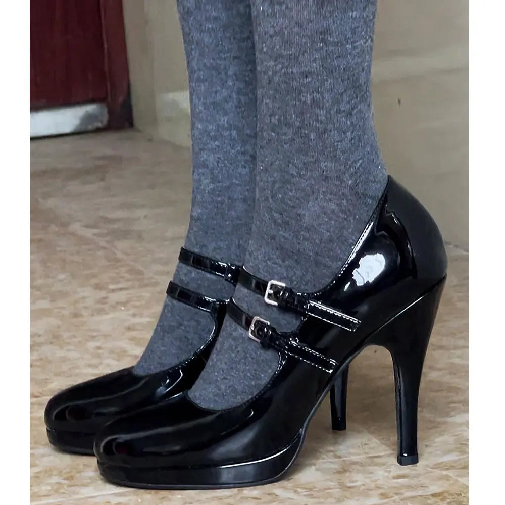 Y2K Black Patent Mary Jane Platform Pumps