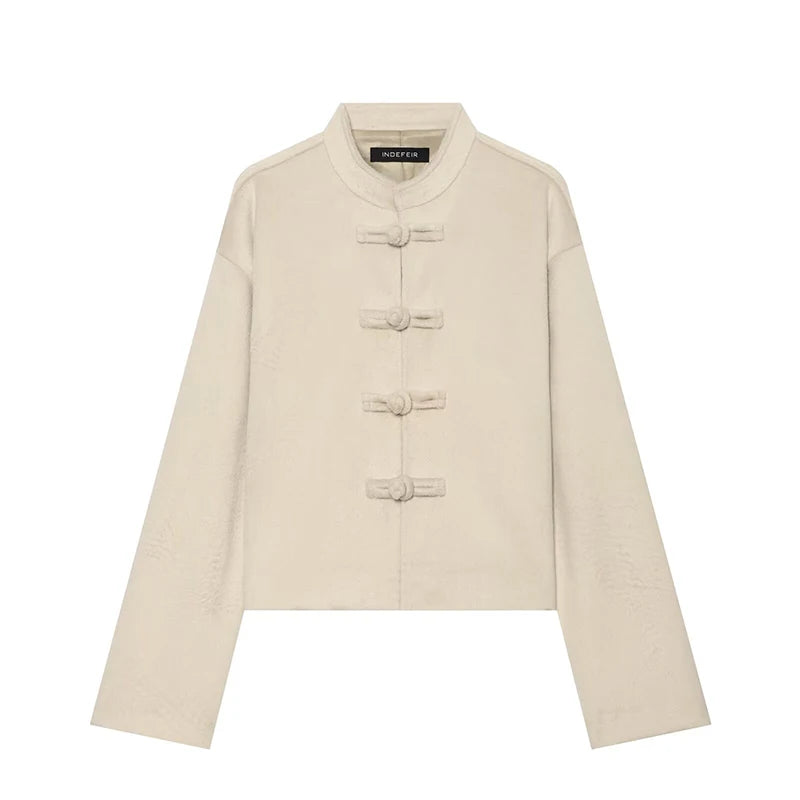 Chinese Style Frog Button Cropped Jacket