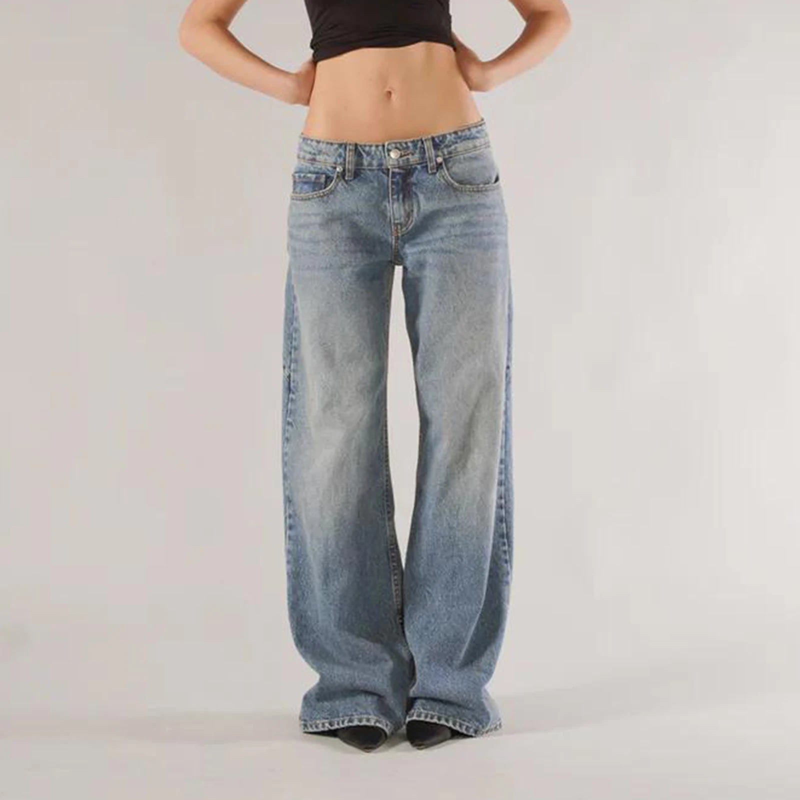 Y2K Low Rise Baggy Wide Leg Jeans