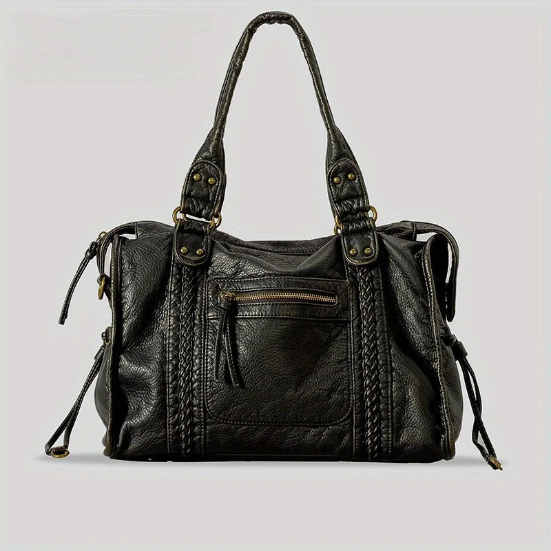 Y2K Retro Moto Shoulder Bag Faux Leather