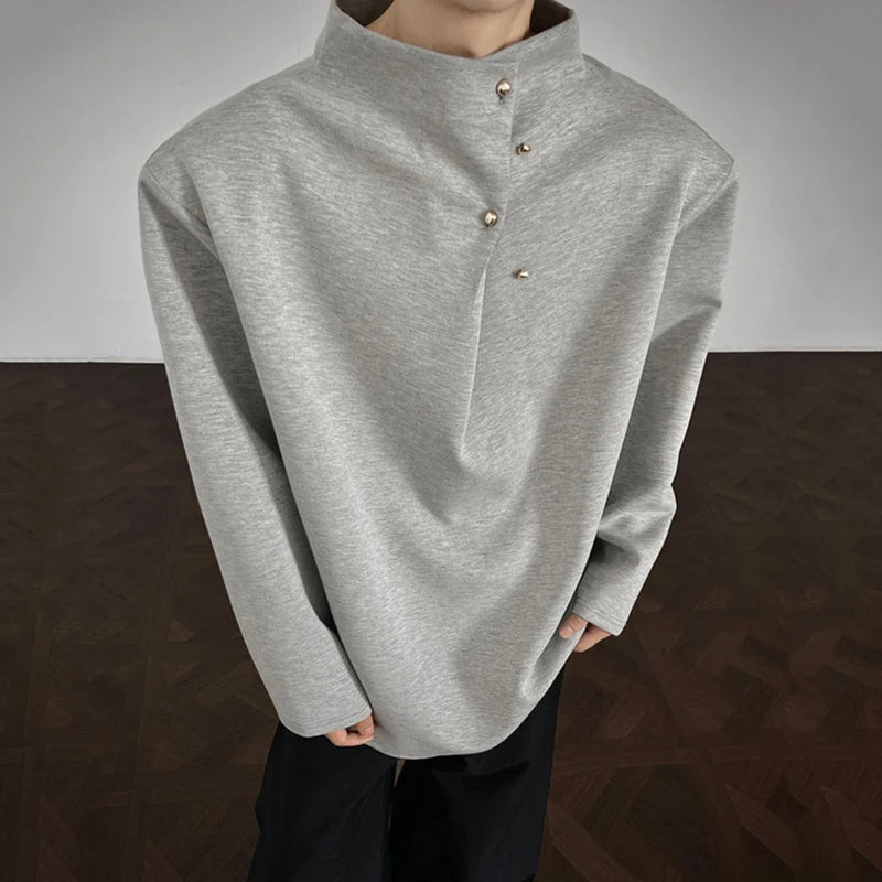 Irregular Mock Neck Long Sleeve Tee