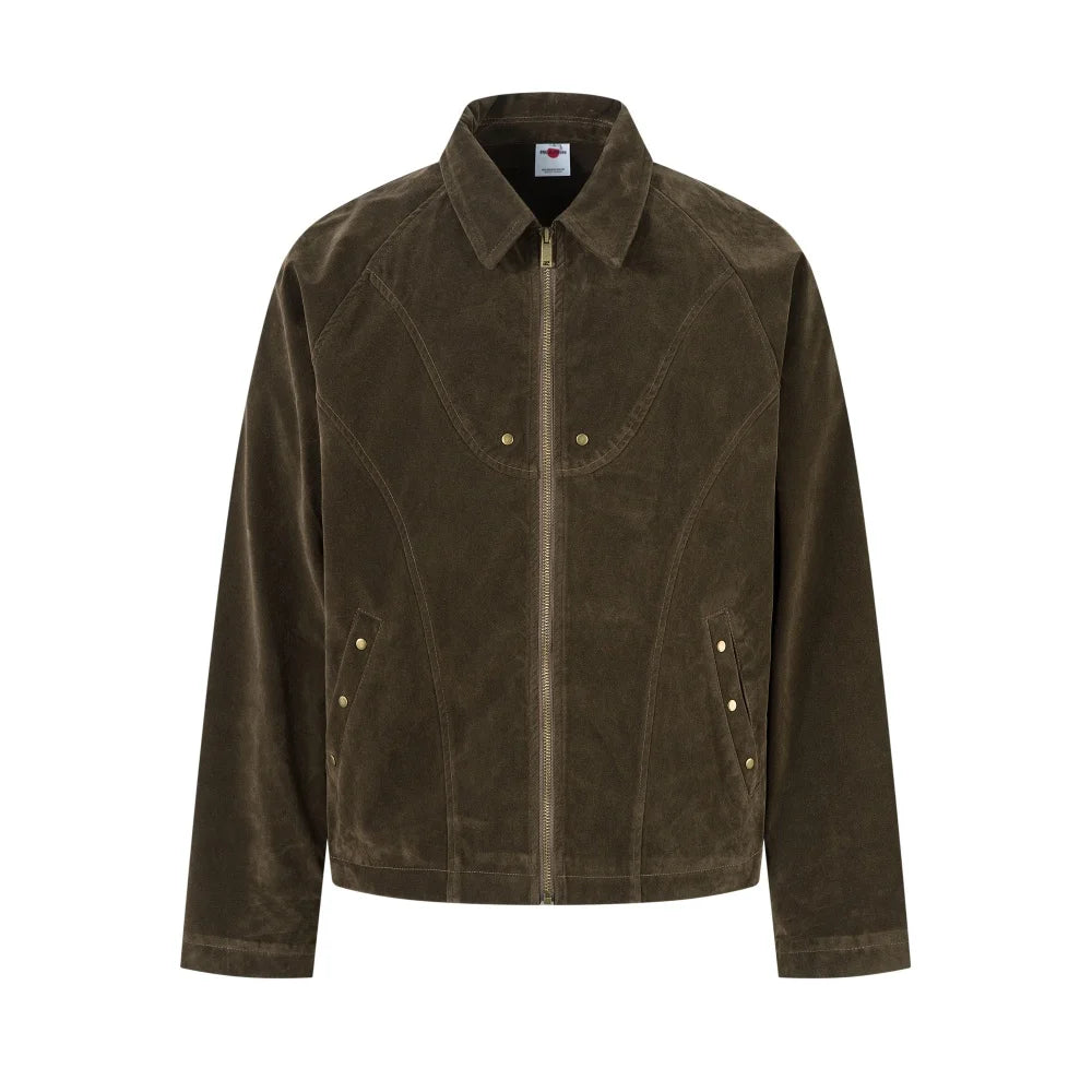 Y2K Retro Suede Jacket with Rivet Details – MAUV STUDIO®
