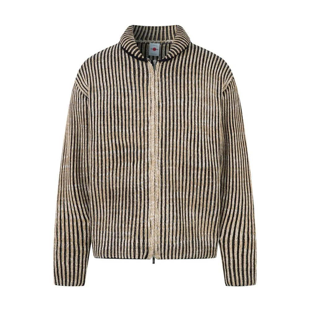Y2K Striped Knit Zip Sweater Jacket