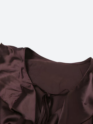 Satin Ruffled Mini Dress view 4 | MAUVSTUDIO®