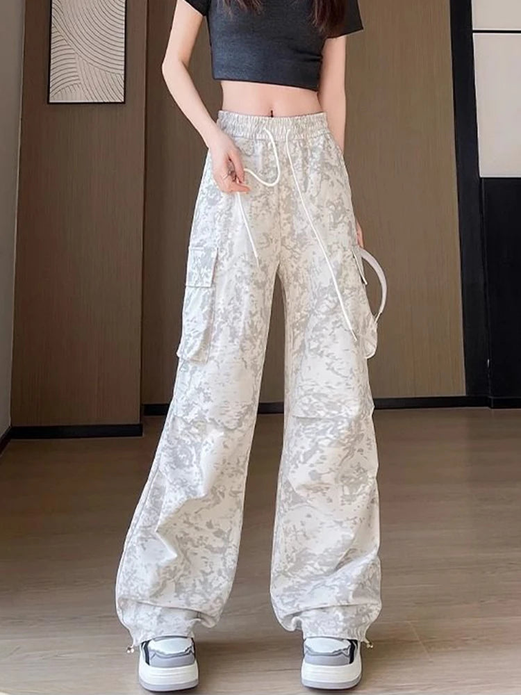 Y2K Tie Dye Wide Leg Cargo Pants