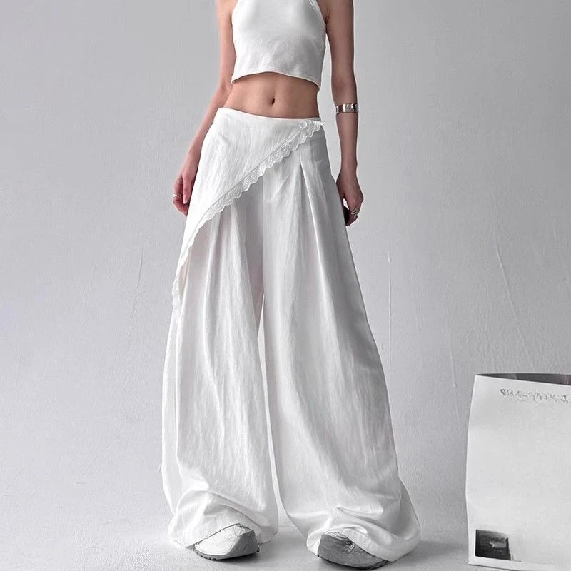 Y2K High Waist Irregular Wide Leg Pants