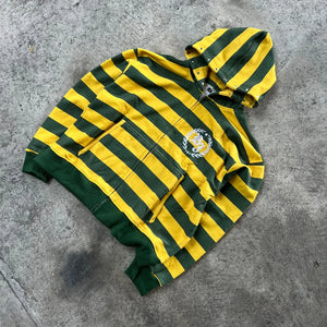 Y2K Stripe Rivet Embroidery Zip Up Hoodie close up detail | MAUVSTUDIO®