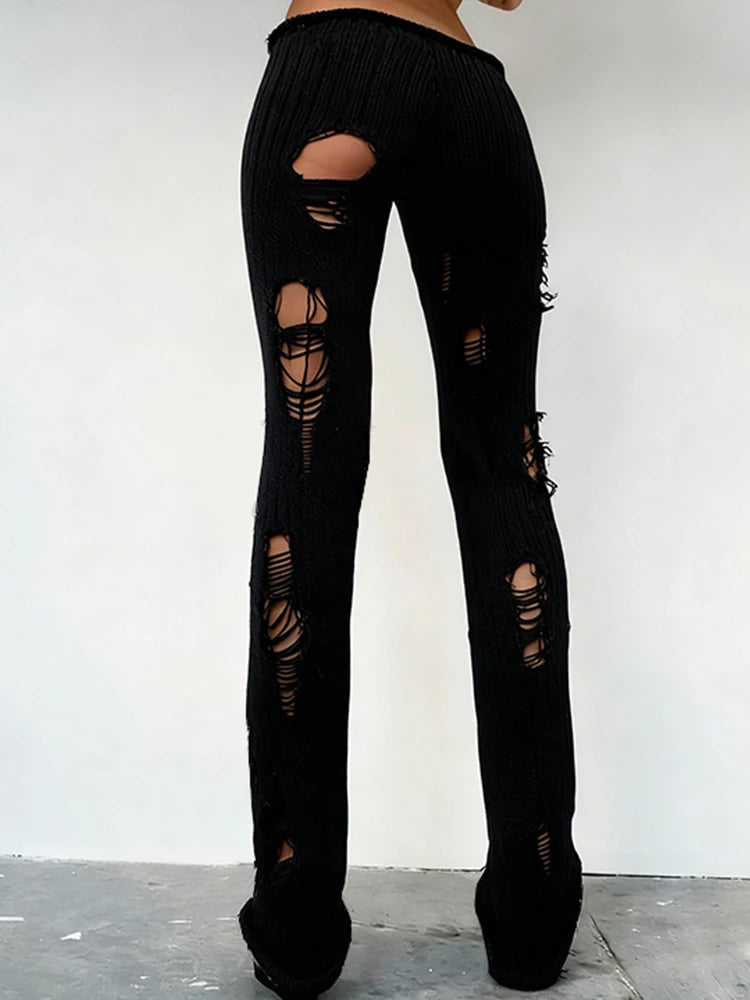 Y2K Hollow Crochet High Waist Skinny Streetwear Pants