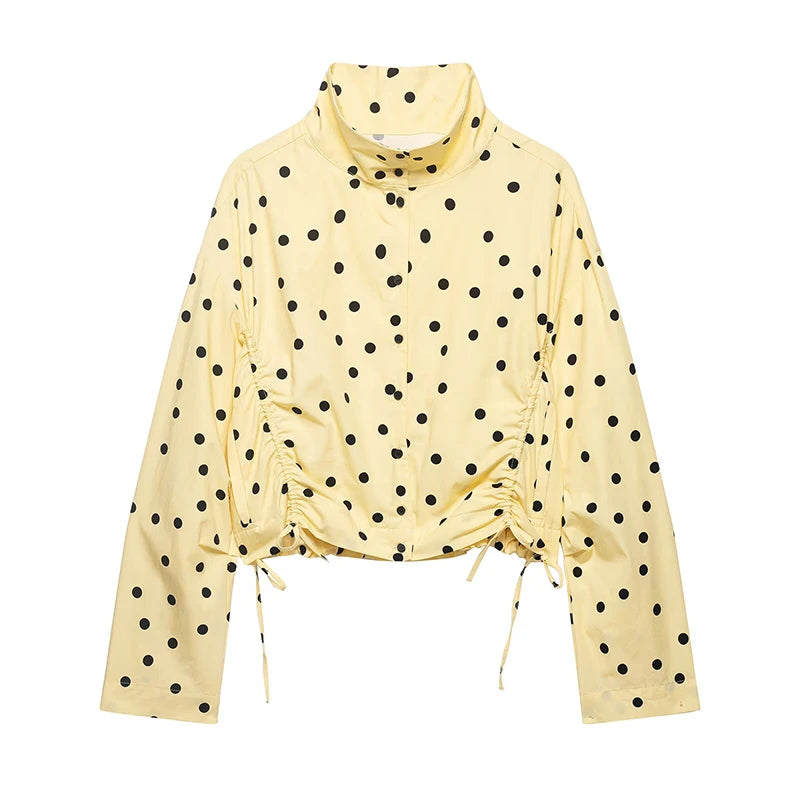 Y2K Polka Dot Cropped Turtleneck Jacket