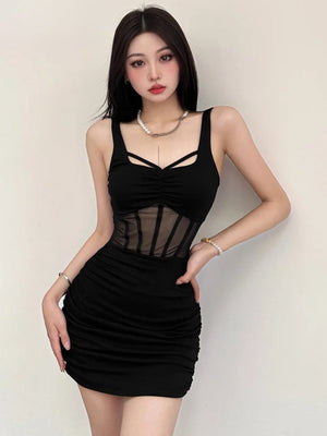 Sheer Bodice Mini Dress view 3 | MAUVSTUDIO®