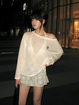 Sheer Cross One Shoulder Top – MAUVSTUDIO®