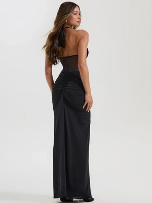 Sheer Halter Maxi Dress view 2 | MAUVSTUDIO®