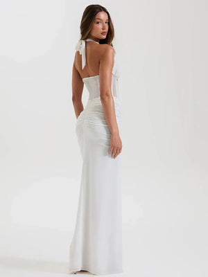 Sheer Halter Maxi Dress view 4 | MAUVSTUDIO®