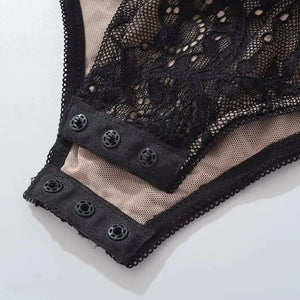 Sheer Lace Bodysuit with lace trim, Y2K bodysuit styled with low rise bottoms