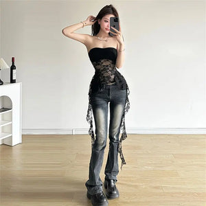 Sheer Lace Drape Bandeau Top – MAUVSTUDIO®