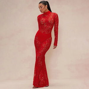Sheer Lace Maxi Dress view 8 | MAUVSTUDIO®