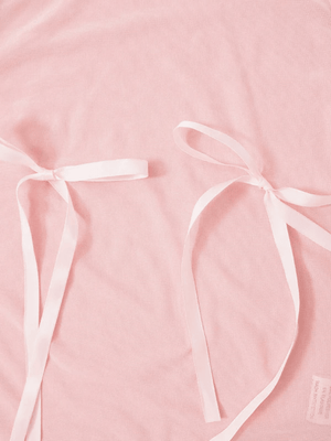 Sheer Mesh Bow Pink Tank Top