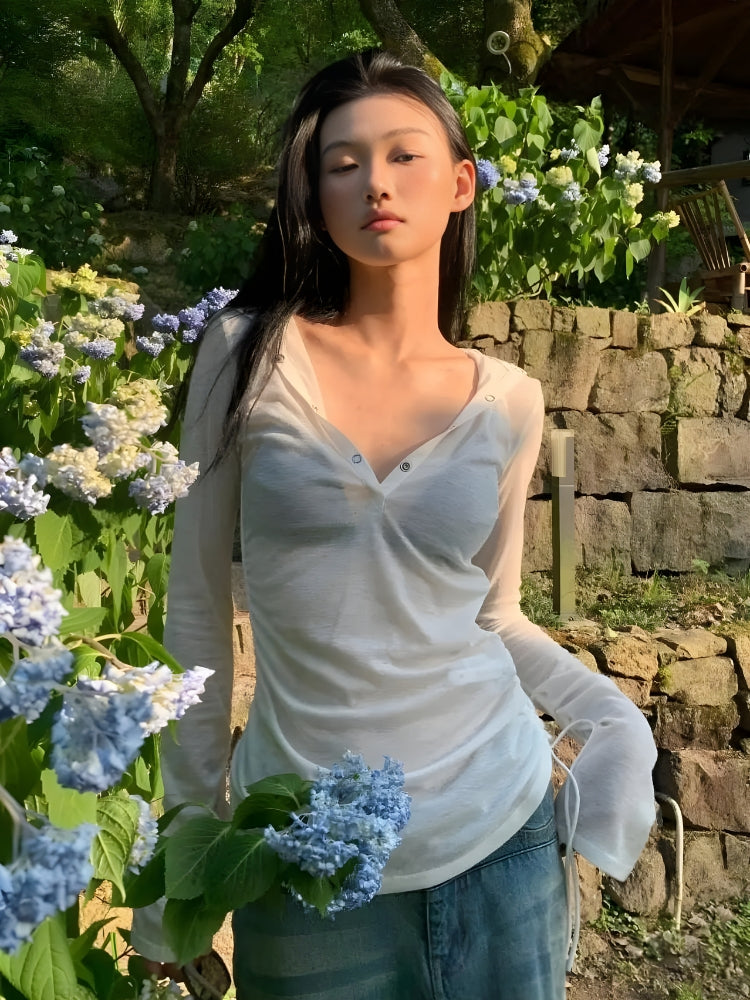 Sheer Ruched Hoodie Top – MAUVSTUDIO®