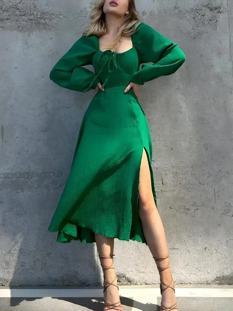 Slit Midi Dress view 6 | MAUVSTUDIO®