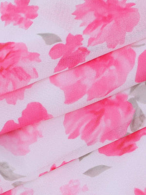 Soft Girl Floral Backless Chiffon Mini Dress view 6 | MAUVSTUDIO®