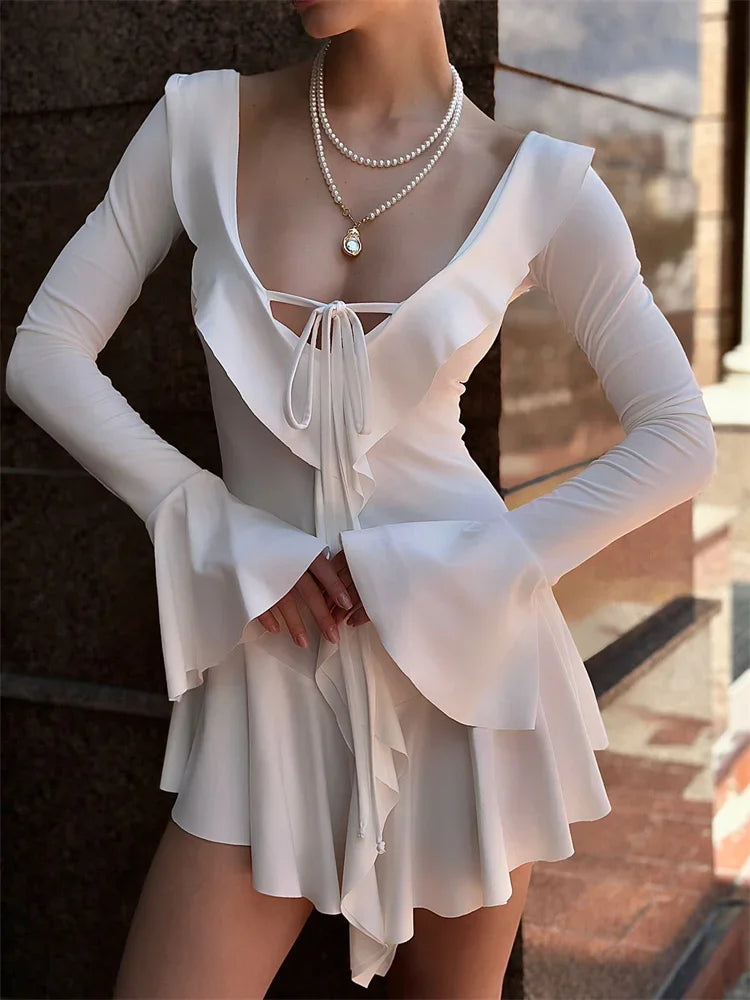 Soft Girl Ruffled Mini Dress view 8 | MAUVSTUDIO®