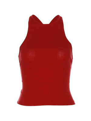 Solid Color Backless Cropped Tank Top